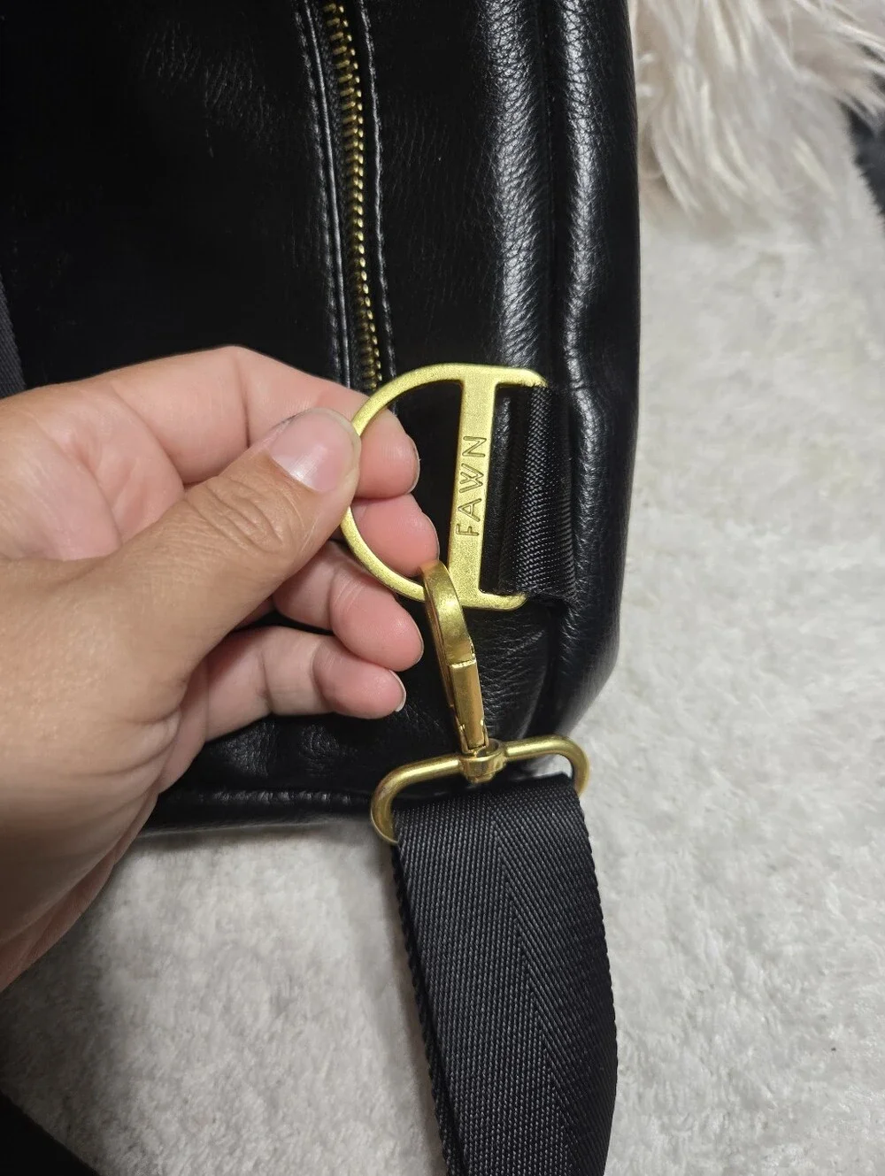 Fawn Design The Original Large Backpack Messenger Diaper Bag BLACK Vegan Leather